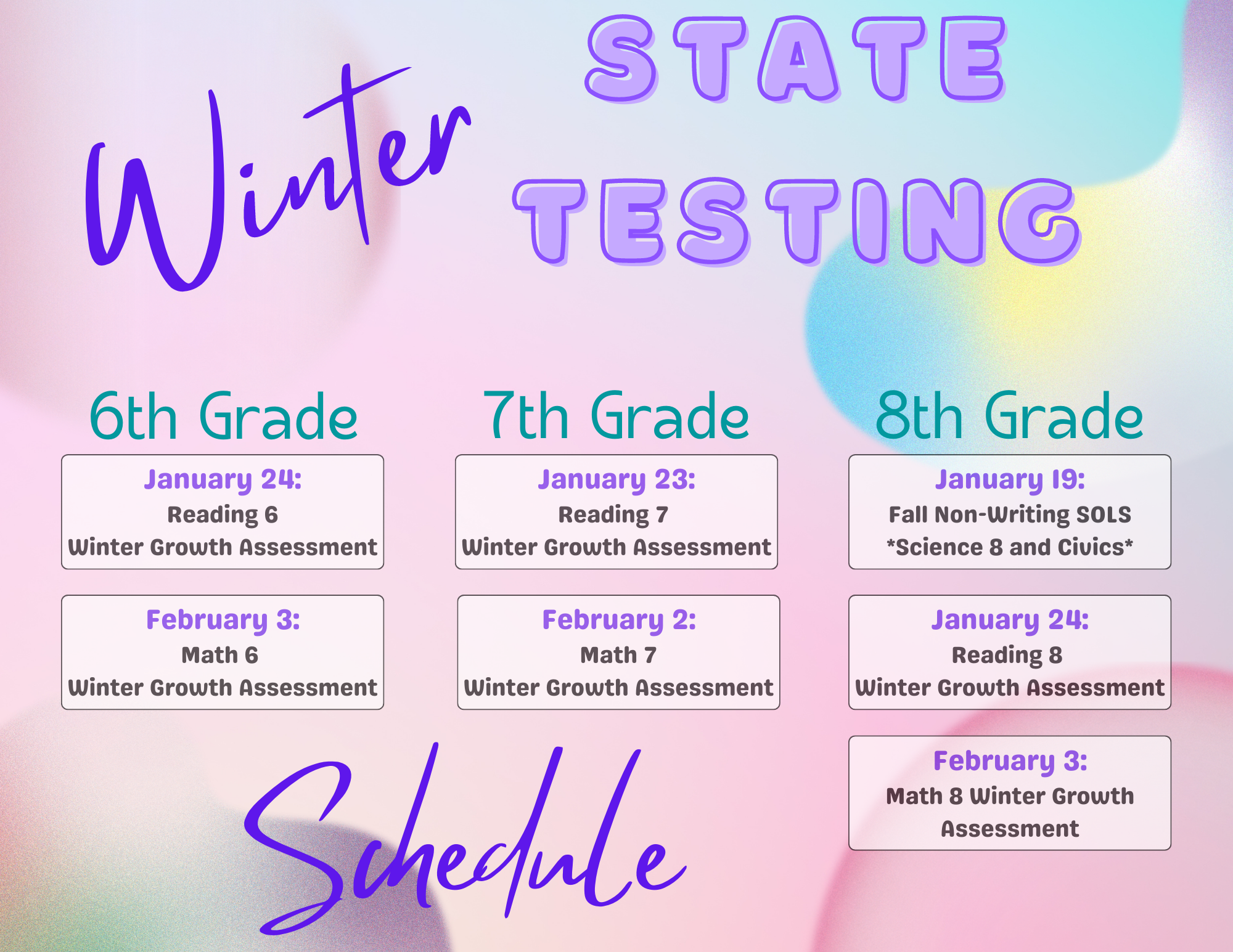 Winter Testing Dates